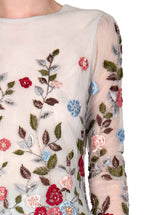 Abito maxi in tulle ricamato con fiori