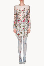 Minidress in tulle ricamato con fiori
