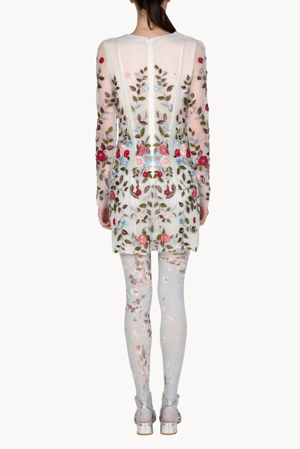 Minidress in tulle ricamato con fiori