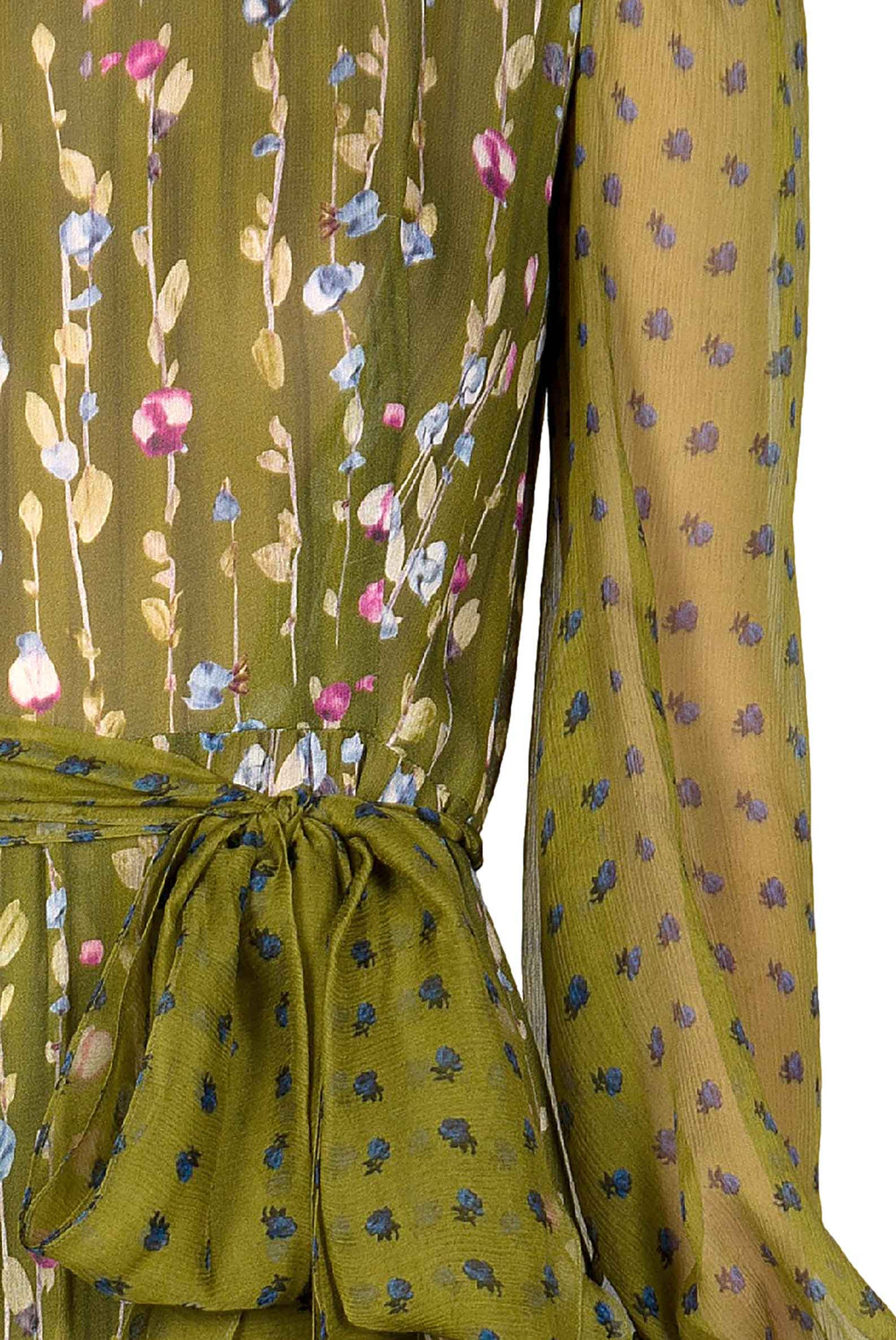 Abito in georgette stampata con ghirlanda di fiori