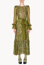 Flower Garland Printed Georgette Dress