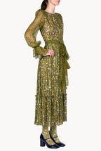 Flower Garland Printed Georgette Dress