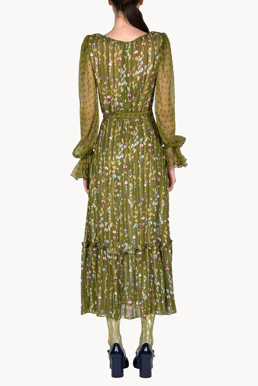 Flower Garland Printed Georgette Dress