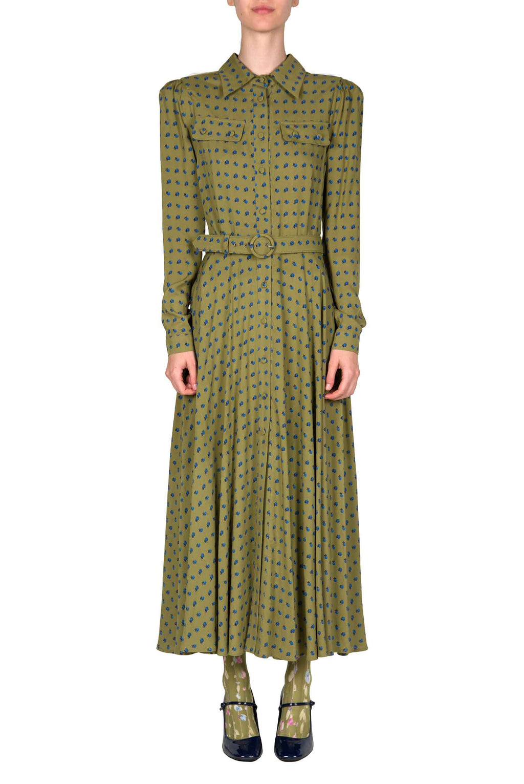 Vintage Buds Printed Chemisier Dress