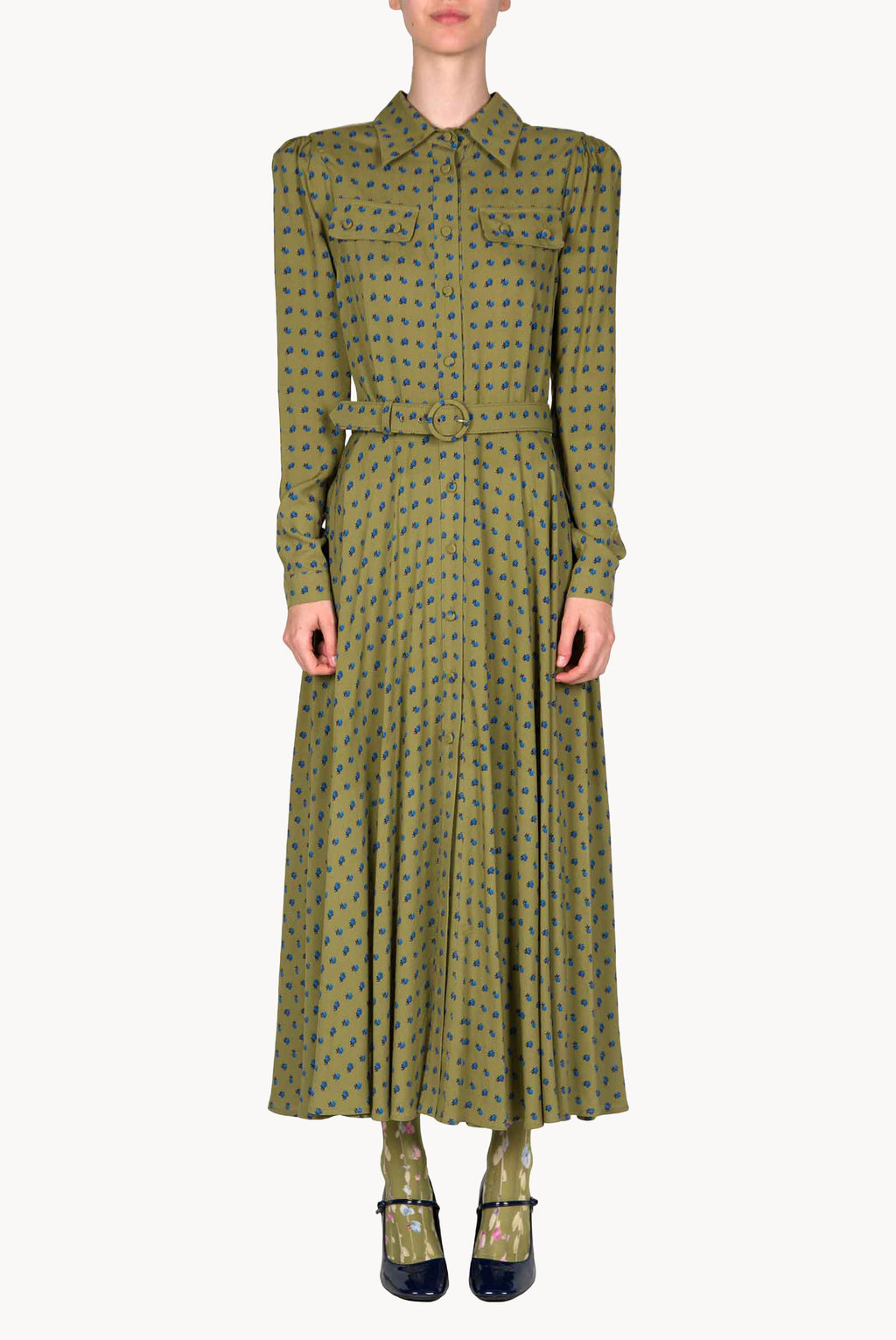 Vintage Buds Printed Chemisier Dress