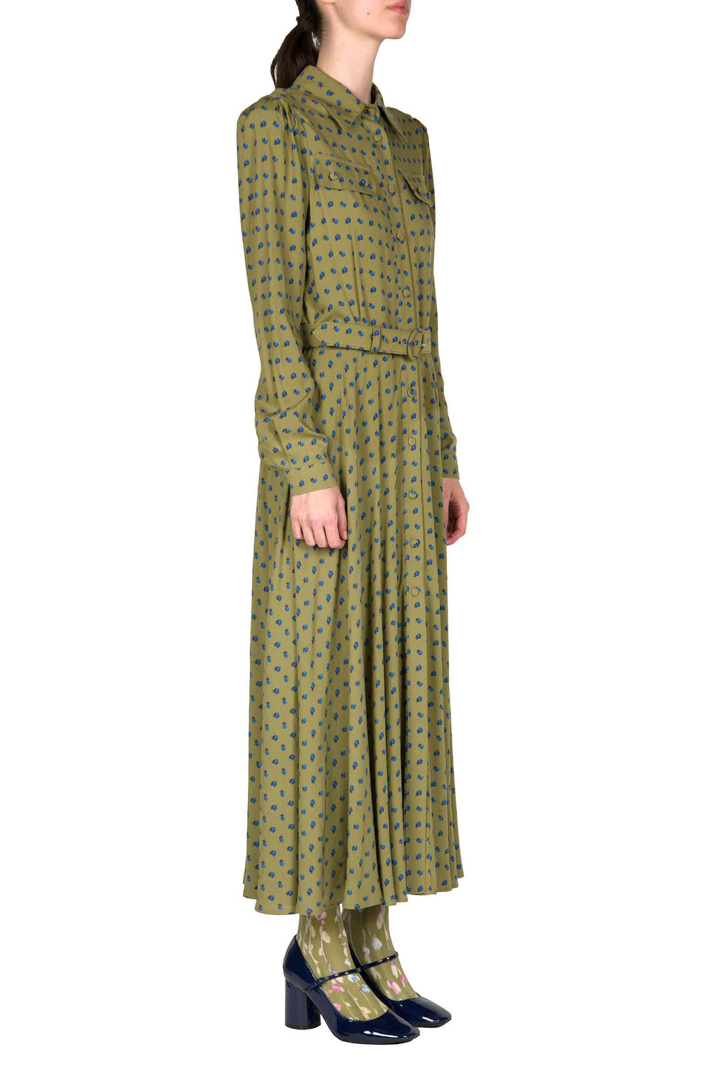 Vintage Buds Printed Chemisier Dress