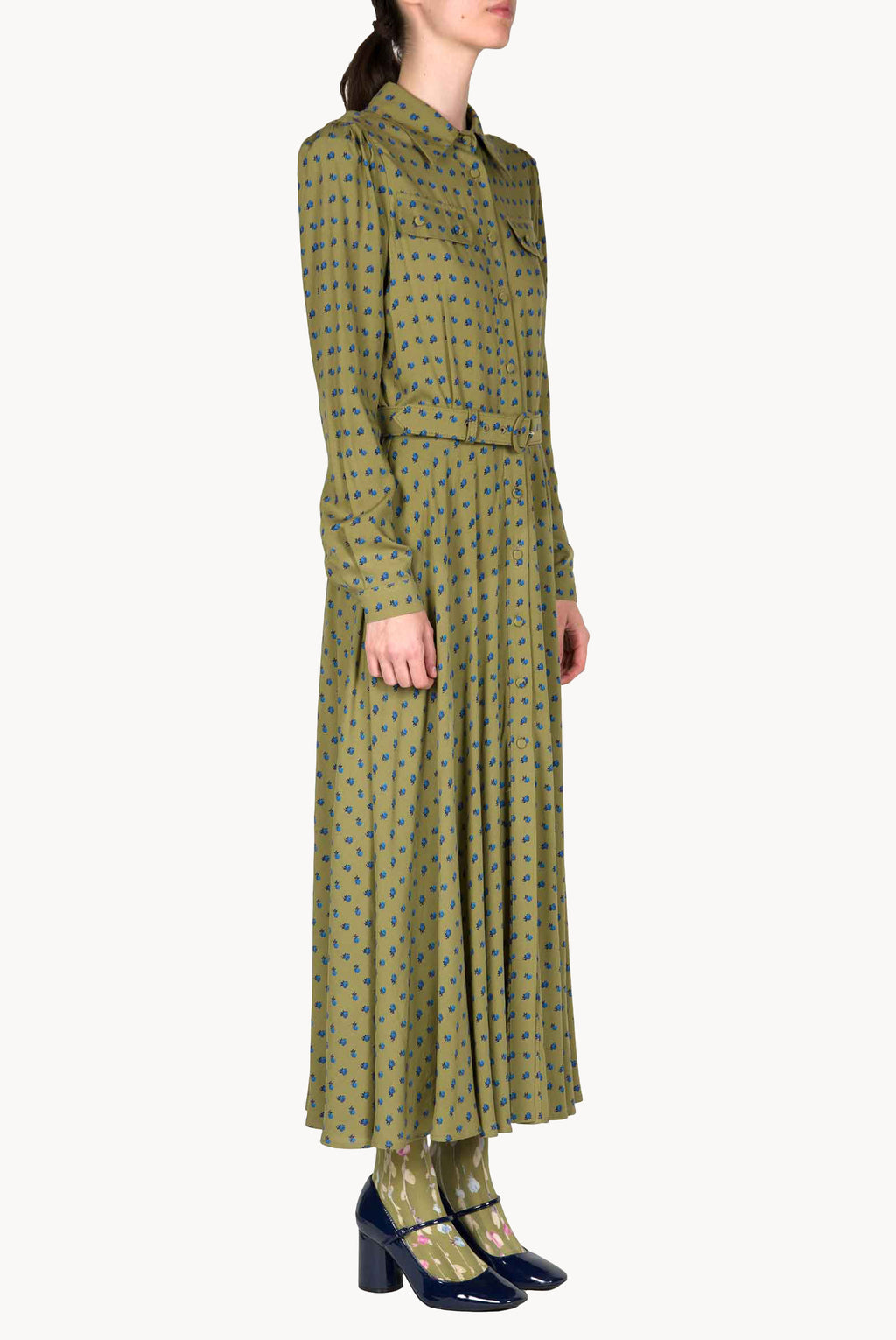 Vintage Buds Printed Chemisier Dress