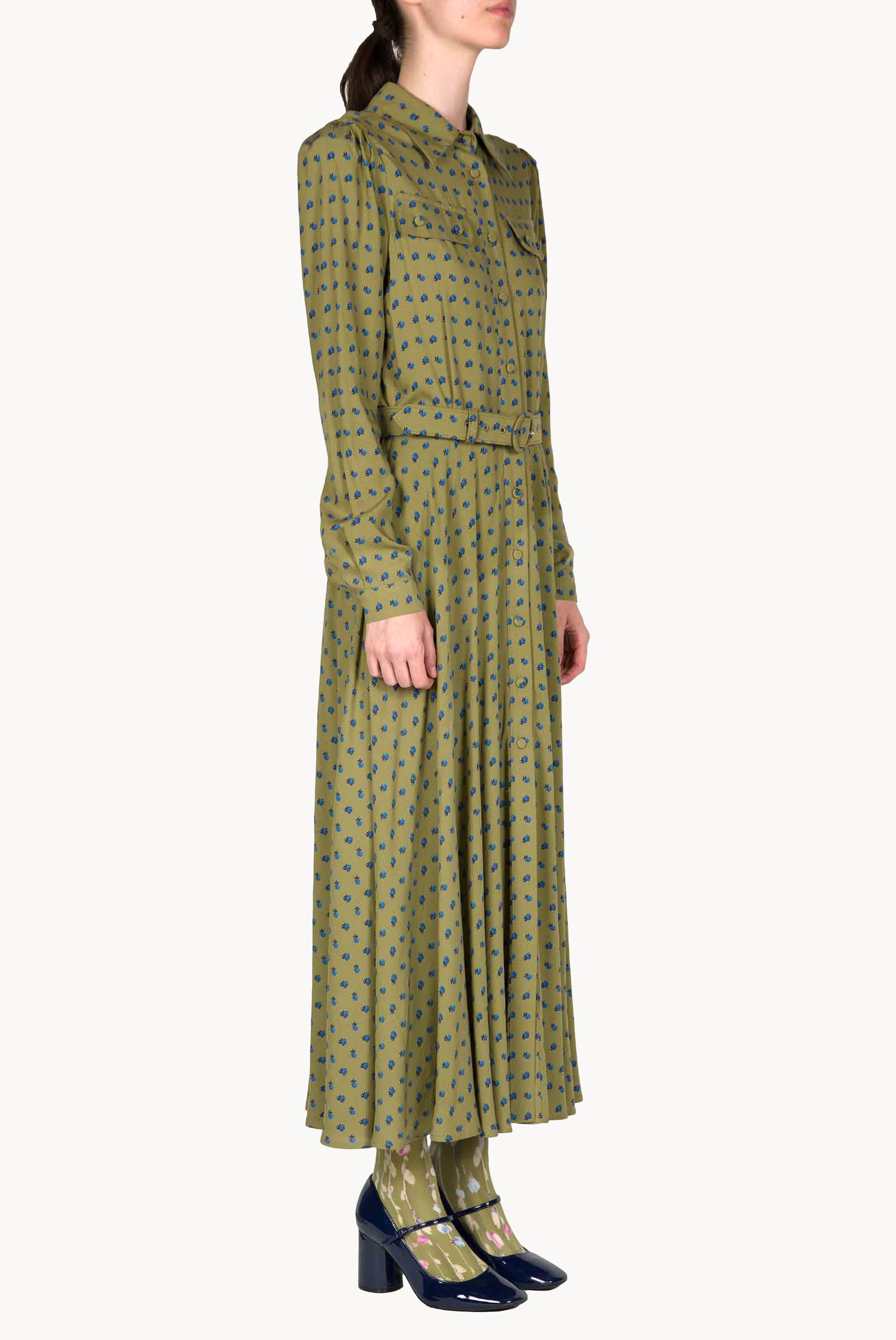 Vintage Buds Printed Chemisier Dress