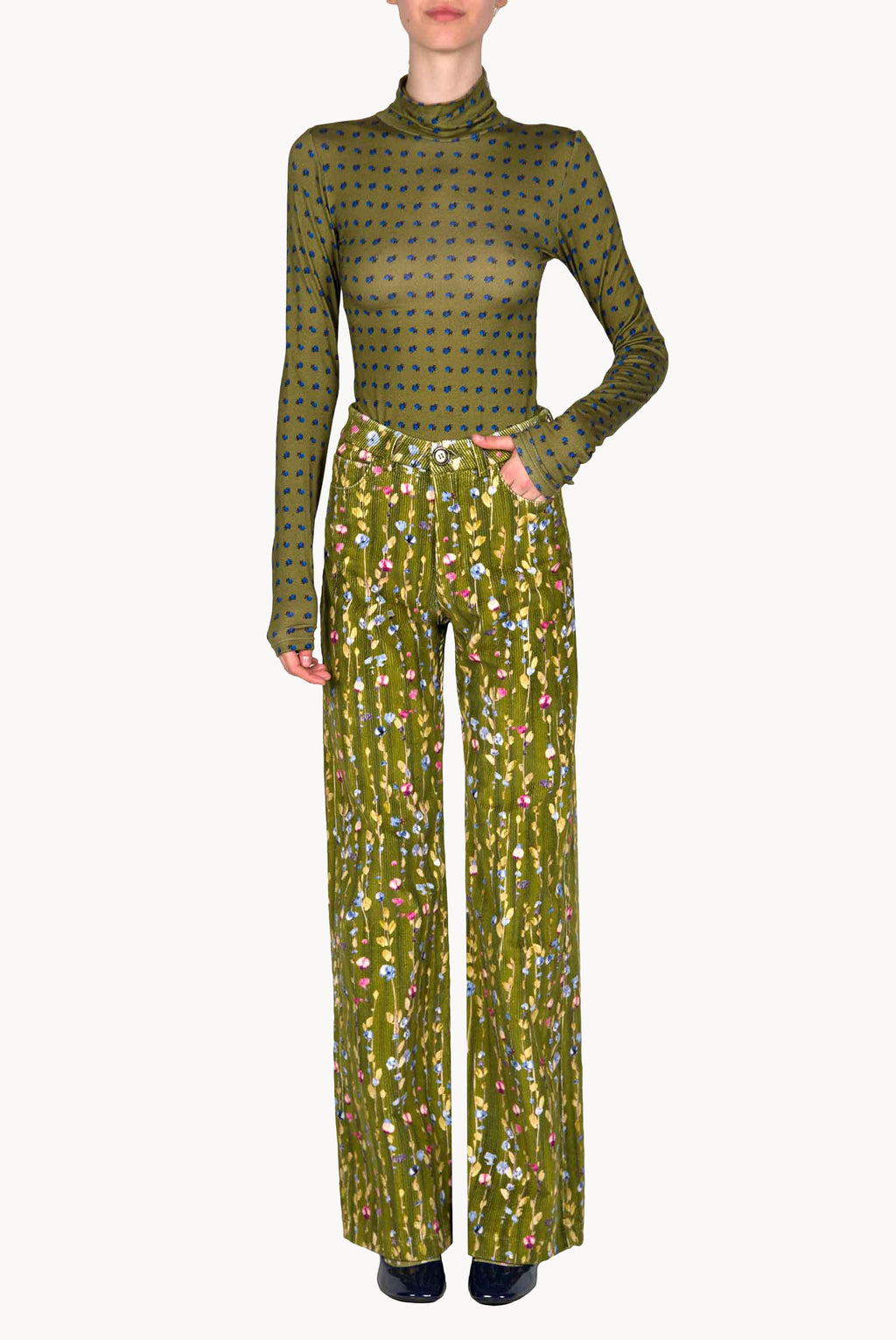 Vintage Buds Green Jersey Turtleneck