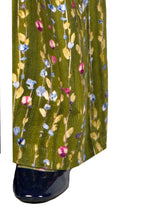 Pantaloni palazzo in velluto a coste con ghirlanda di fiori