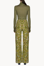 Pantaloni palazzo in velluto a coste con ghirlanda di fiori