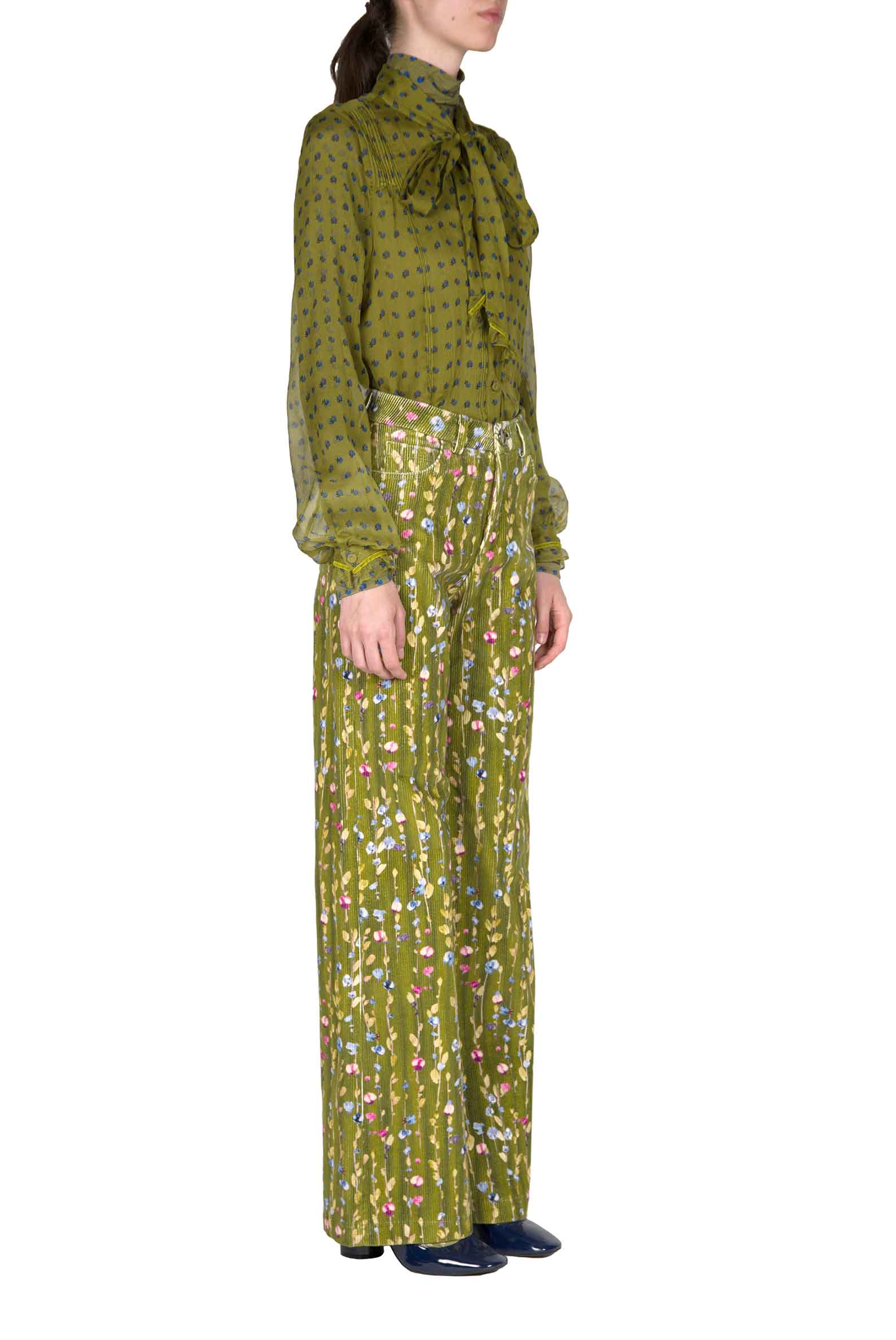 Vintage Buds Chiffon Creponne Shirt With Bow Detail