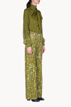 Vintage Buds Chiffon Creponne Shirt With Bow Detail