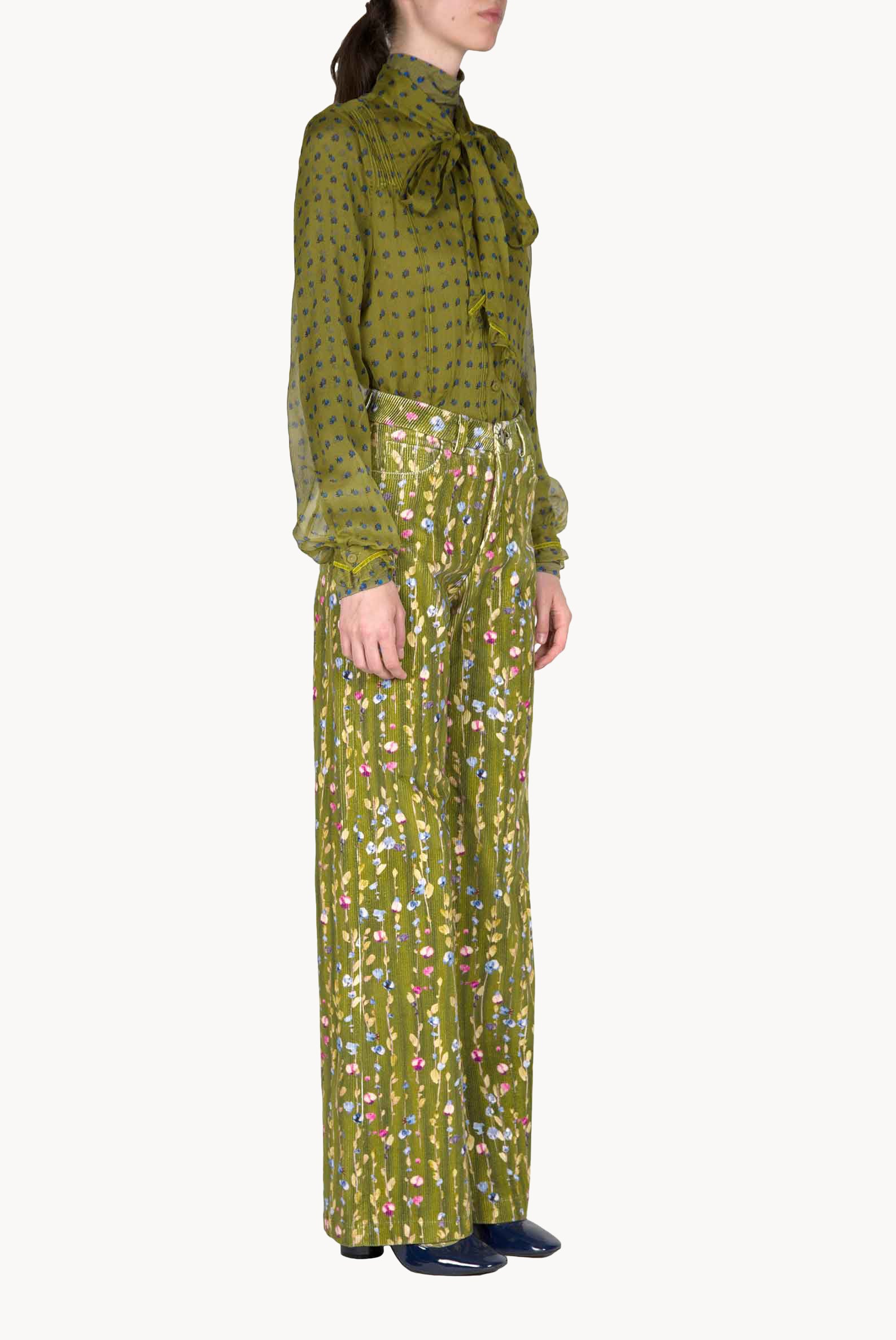 Vintage Buds Chiffon Creponne Shirt With Bow Detail