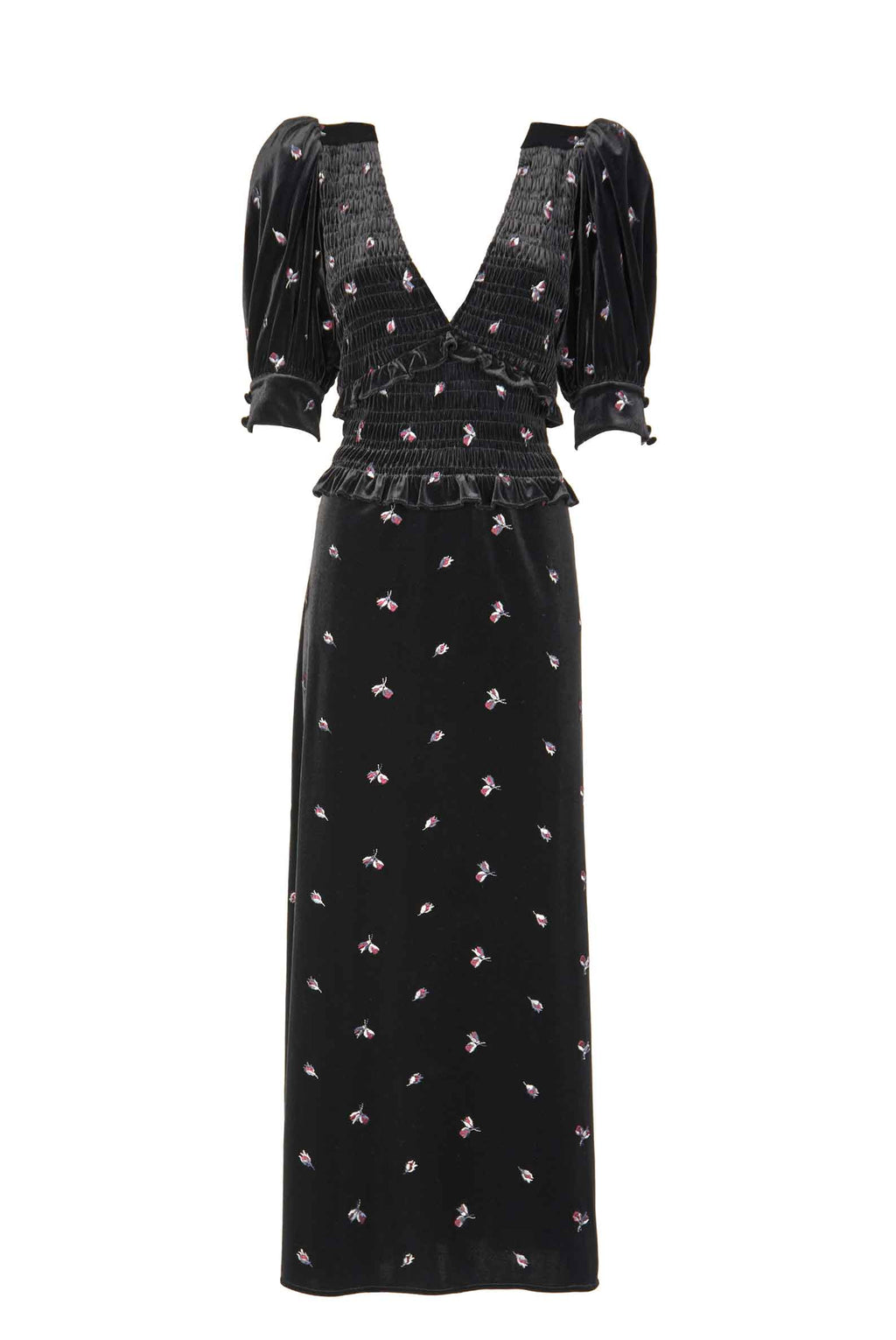 Abito Winter Garden ricamato con smock