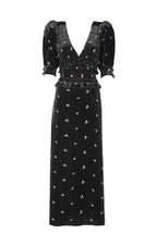 Abito Winter Garden ricamato con smock