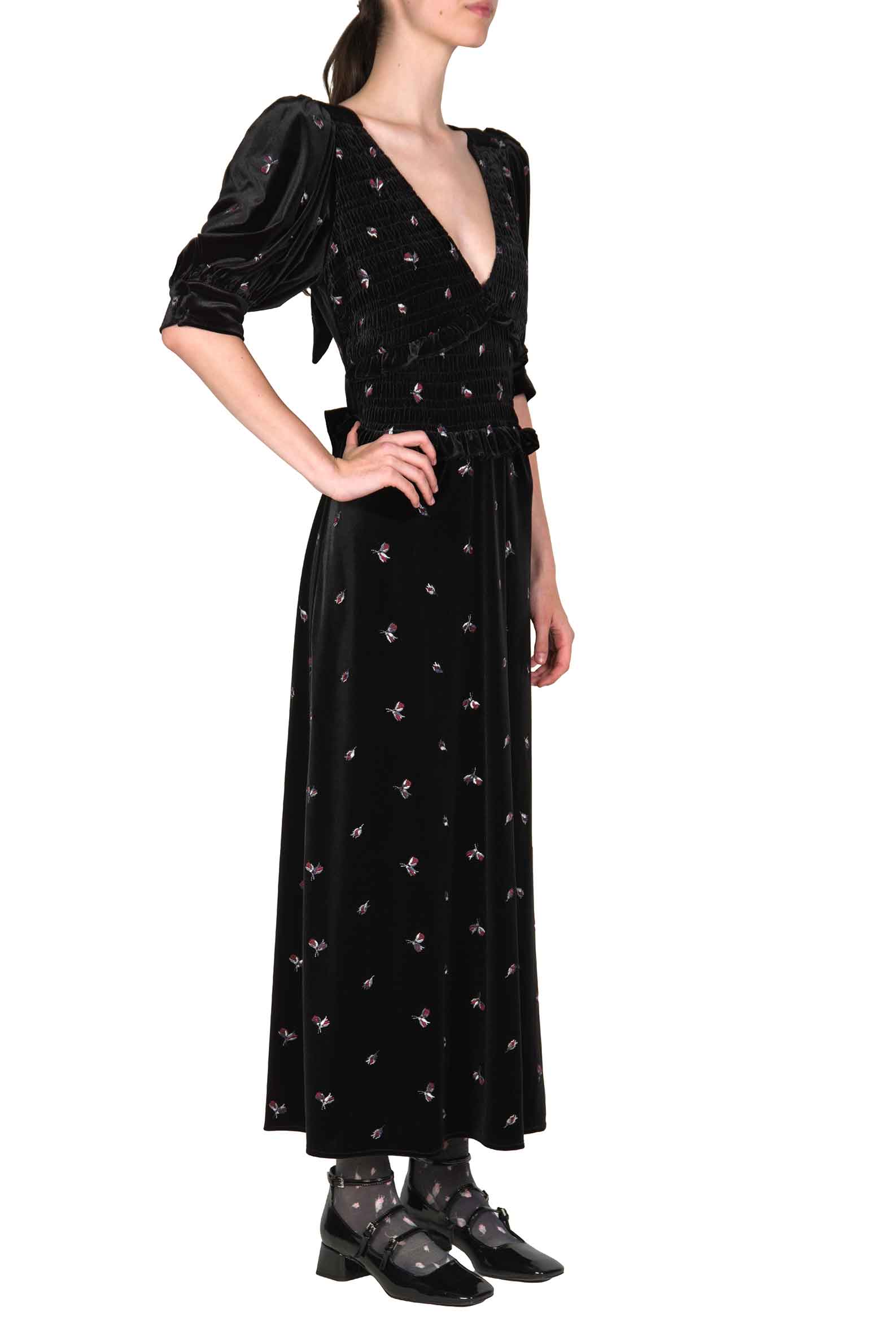 Abito Winter Garden ricamato con smock