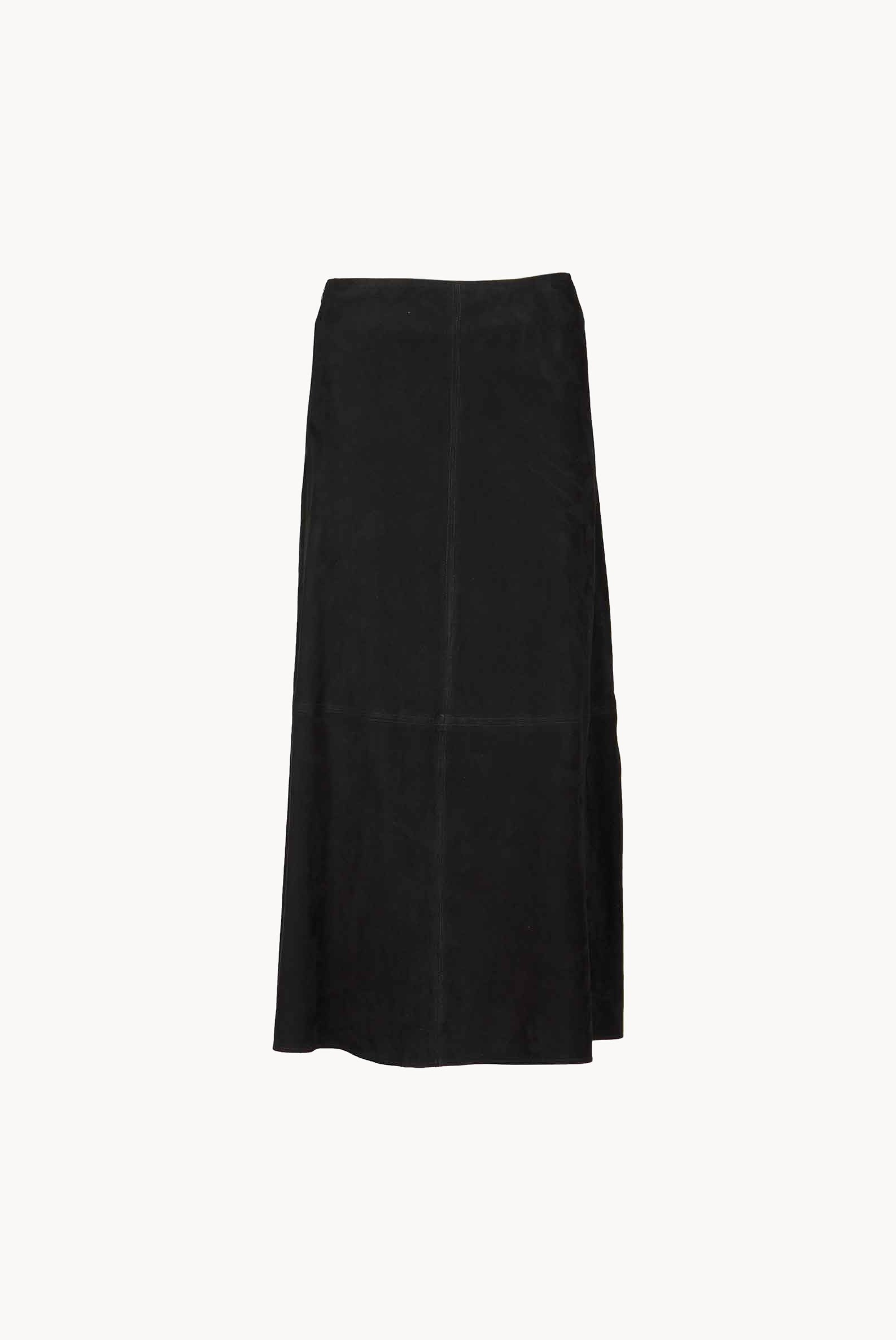 Minigonna midi in camoscio nero
