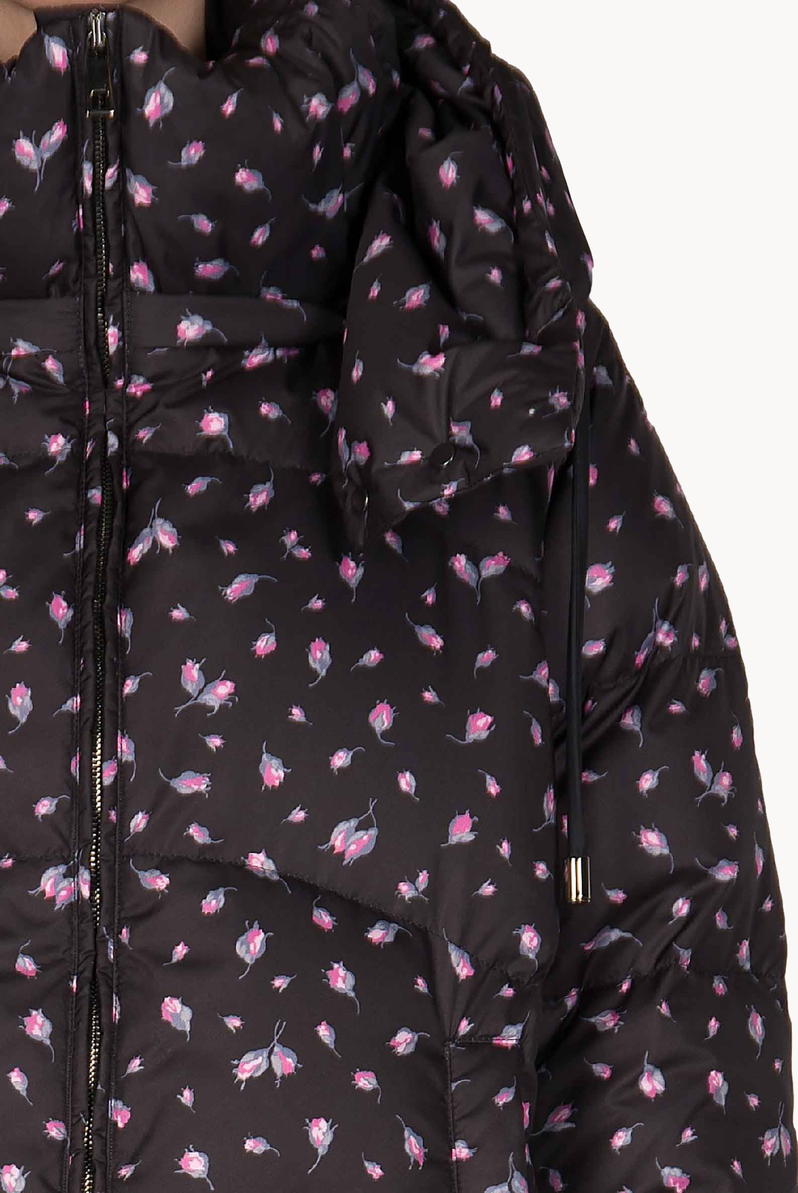 Piumino nero stampato Winter Garden