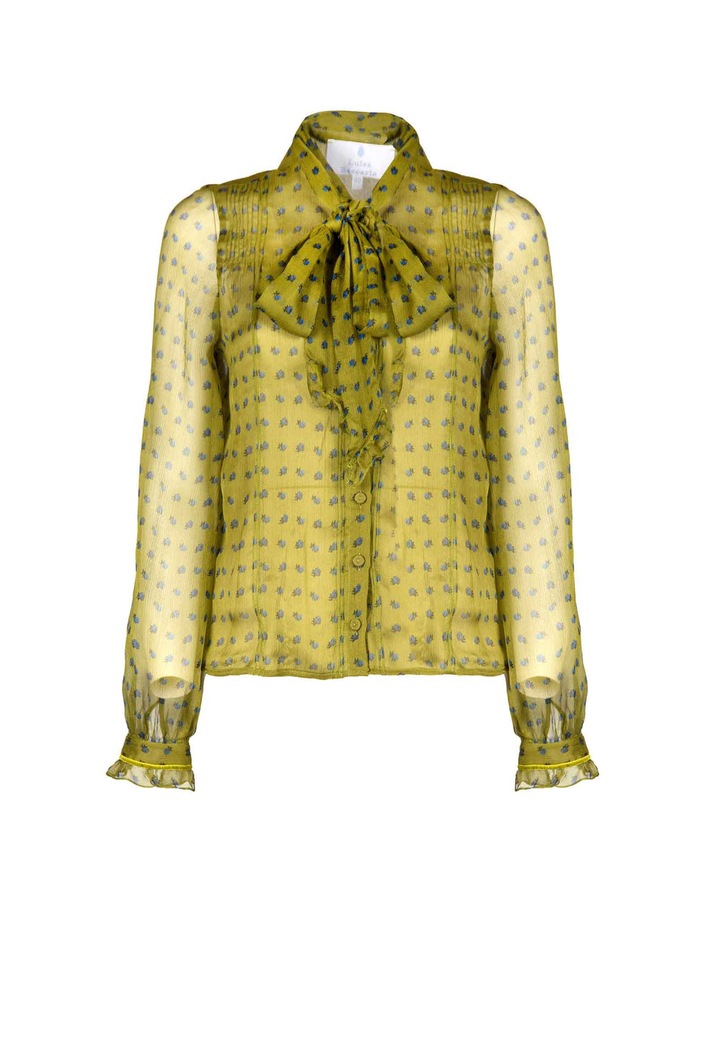 Vintage Buds Chiffon Creponne Shirt With Bow Detail