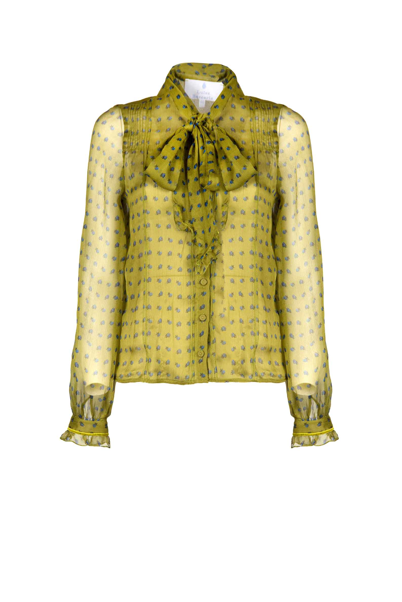 Camicia in chiffon creponne Vintage Buds con dettaglio a fiocco