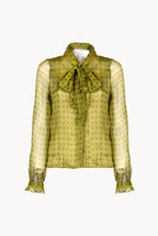 Vintage Buds Chiffon Creponne Shirt With Bow Detail
