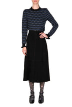 Minigonna midi in camoscio nero