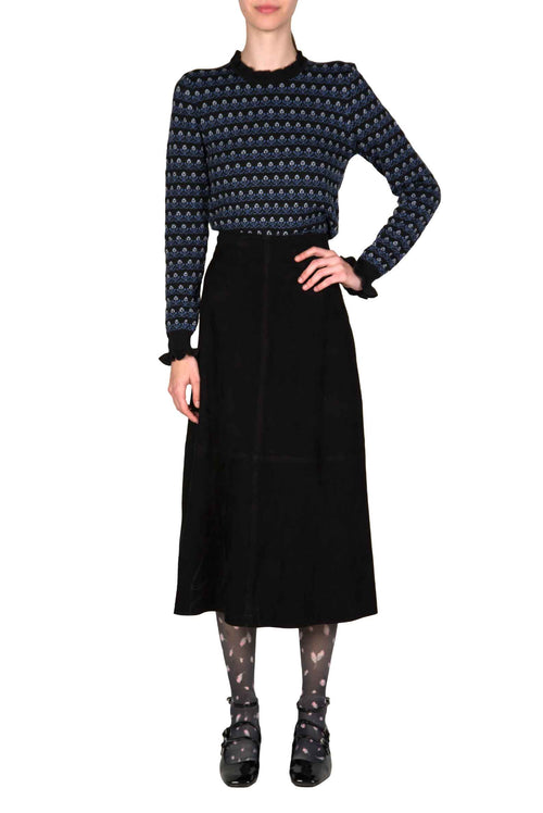 Black Suede Midi Skirt