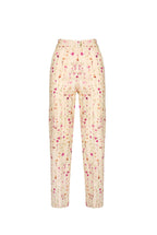 Pantaloni di lana a sigaretta con ghirlanda di fiori