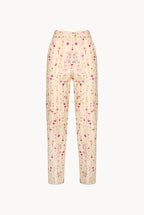 Pantaloni di lana a sigaretta con ghirlanda di fiori