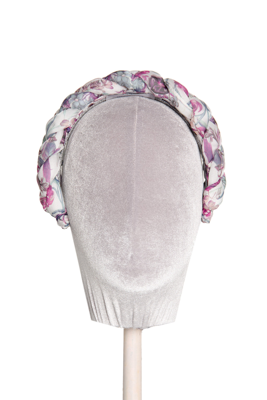 Fascia per capelli intrecciata in chiffon di seta stampata floreale
