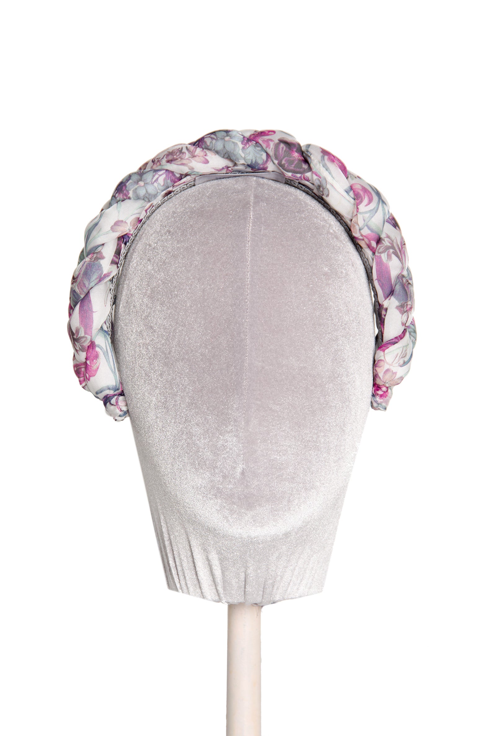 Fascia per capelli intrecciata in chiffon di seta stampata floreale