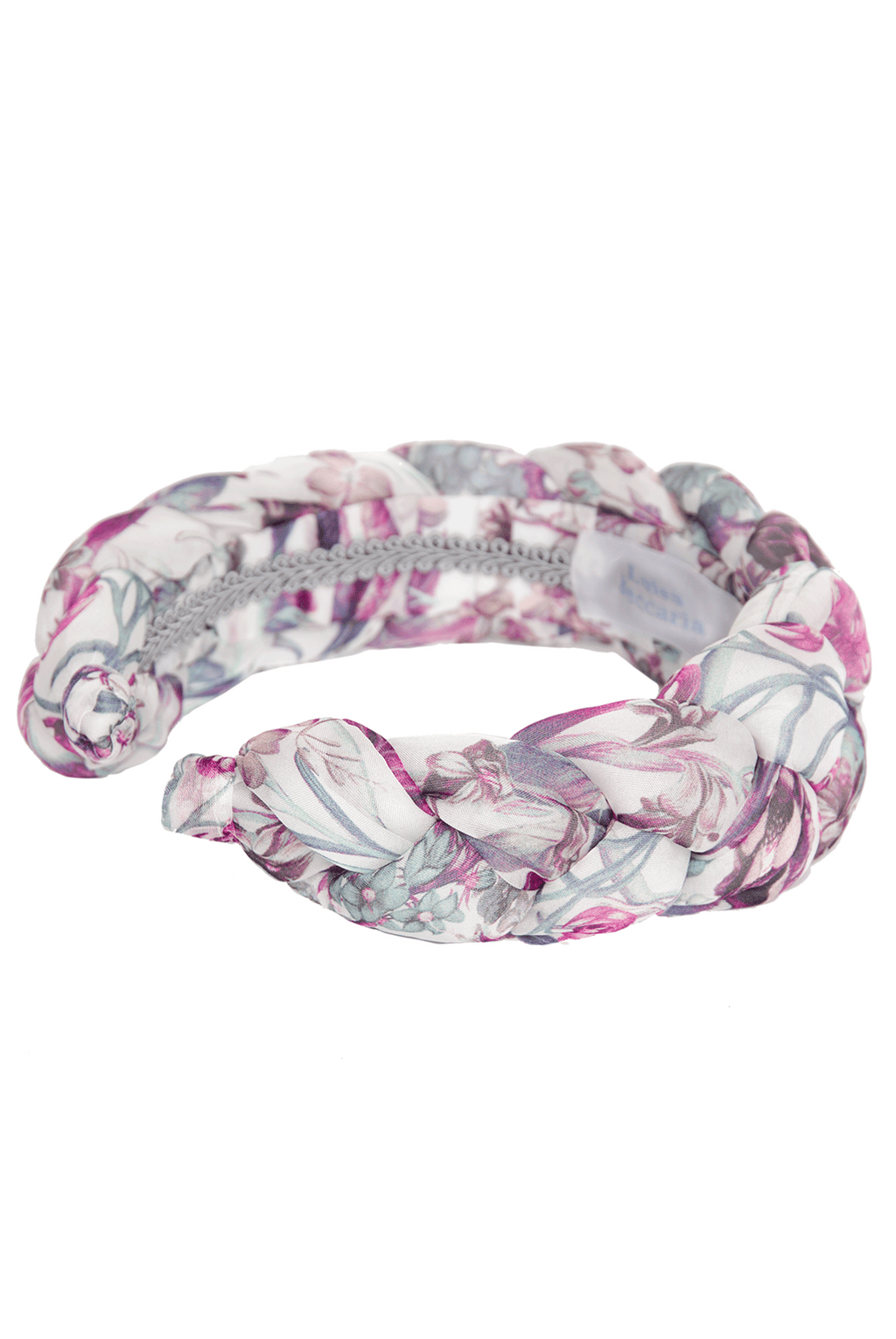 Fascia per capelli intrecciata in chiffon di seta stampata floreale
