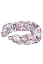 Fascia per capelli intrecciata in chiffon di seta stampata floreale