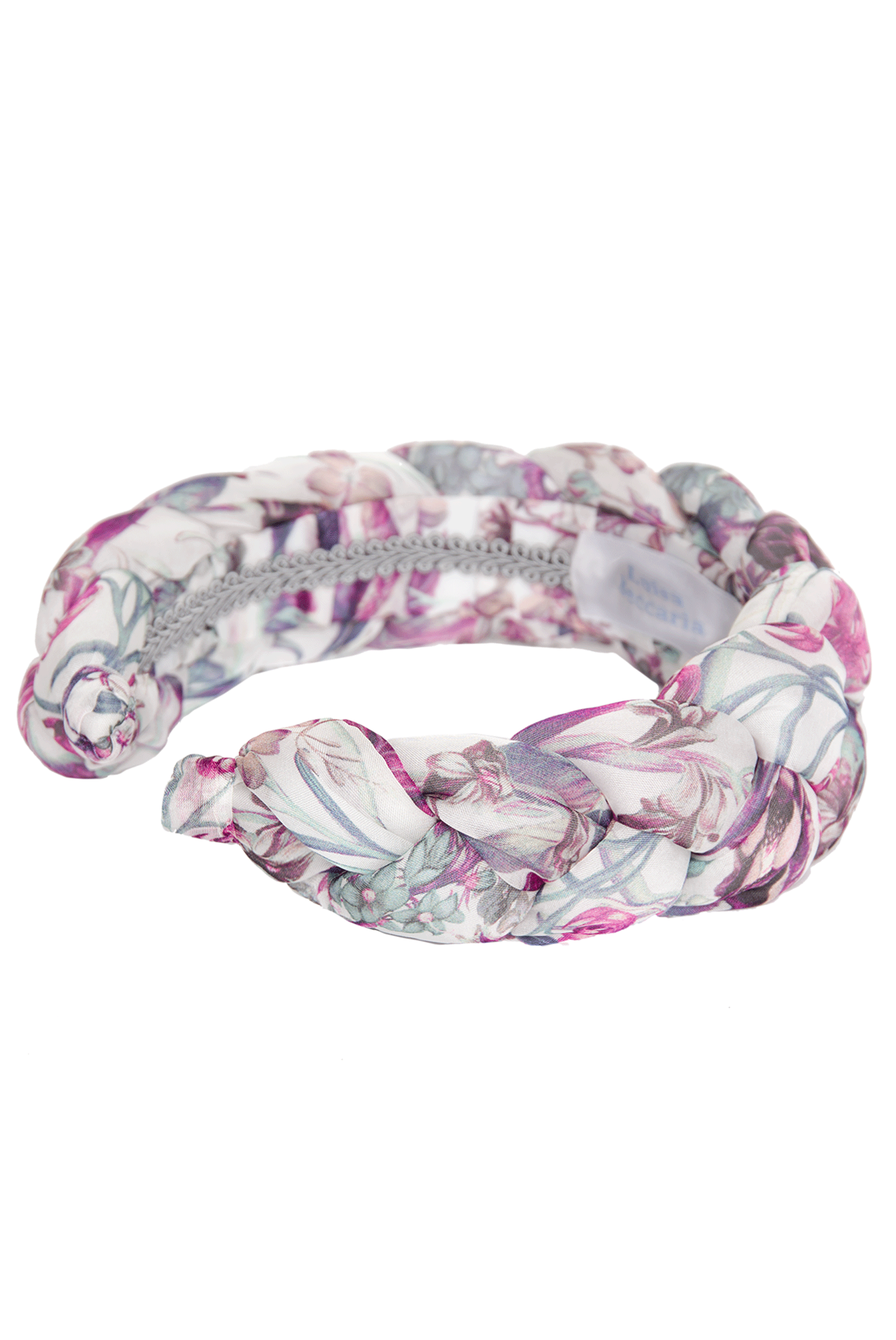 Fascia per capelli intrecciata in chiffon di seta stampata floreale