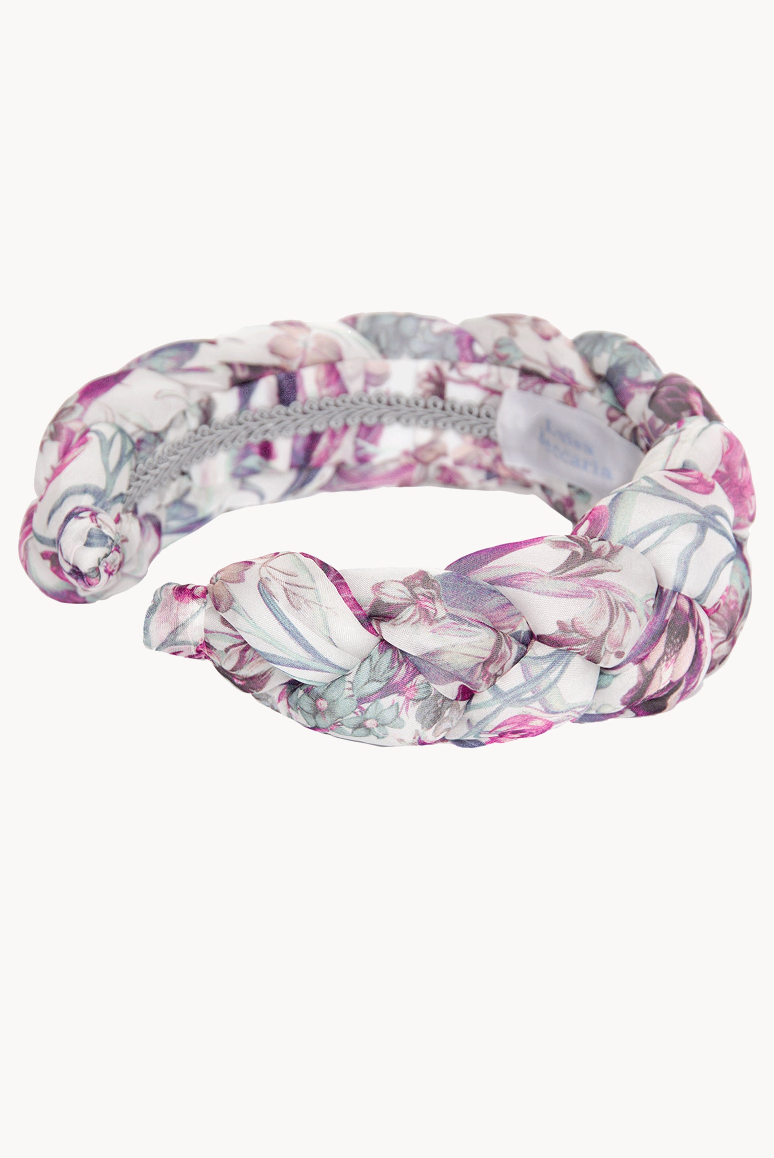 Fascia per capelli intrecciata in chiffon di seta stampata floreale