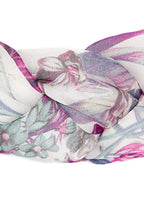 Fascia per capelli intrecciata in chiffon di seta stampata floreale