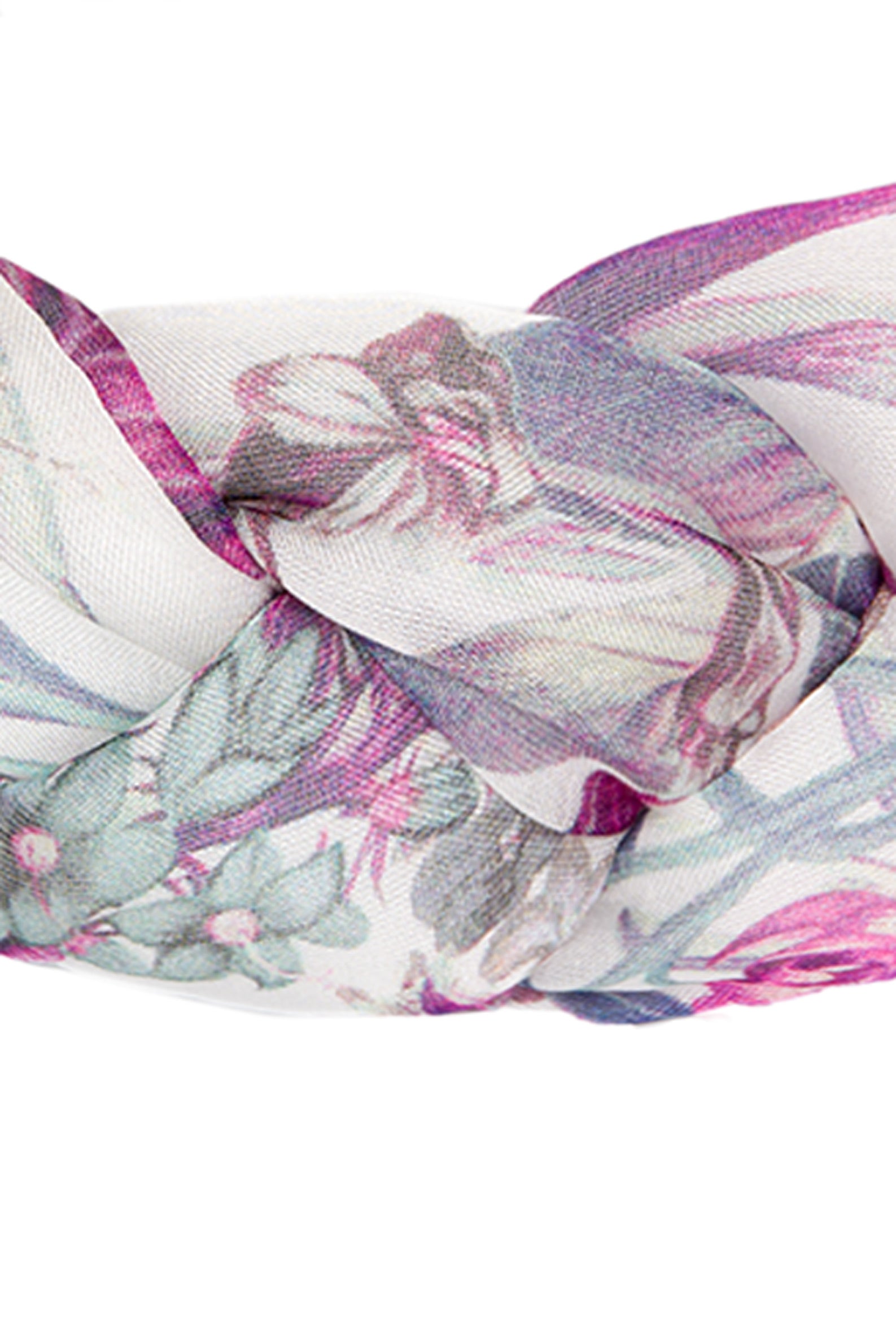 Fascia per capelli intrecciata in chiffon di seta stampata floreale