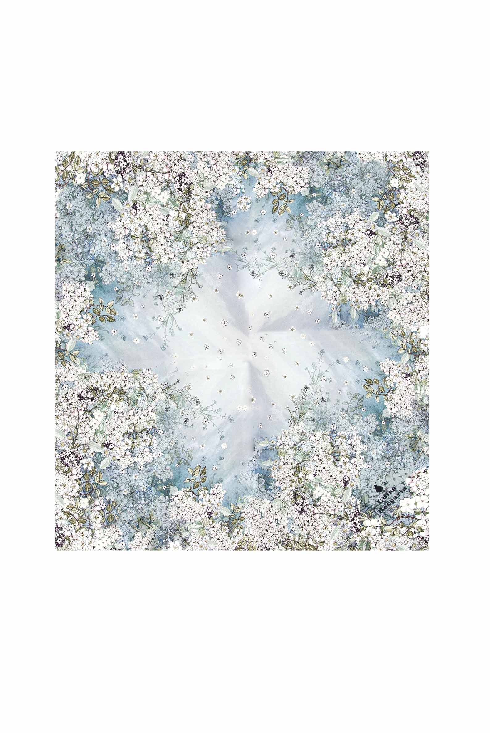 Sciarpa di seta stampata con fiori sfumati