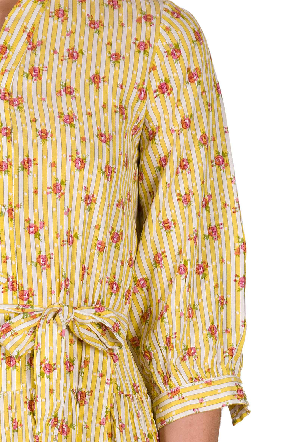 Abito in Cotone a Righe con Rose