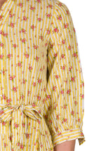 Abito in Cotone a Righe con Rose