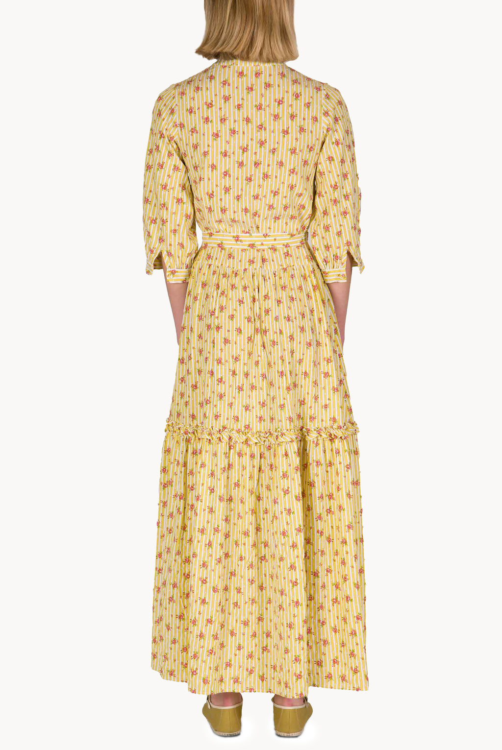 Striped Roses Cotton Dress