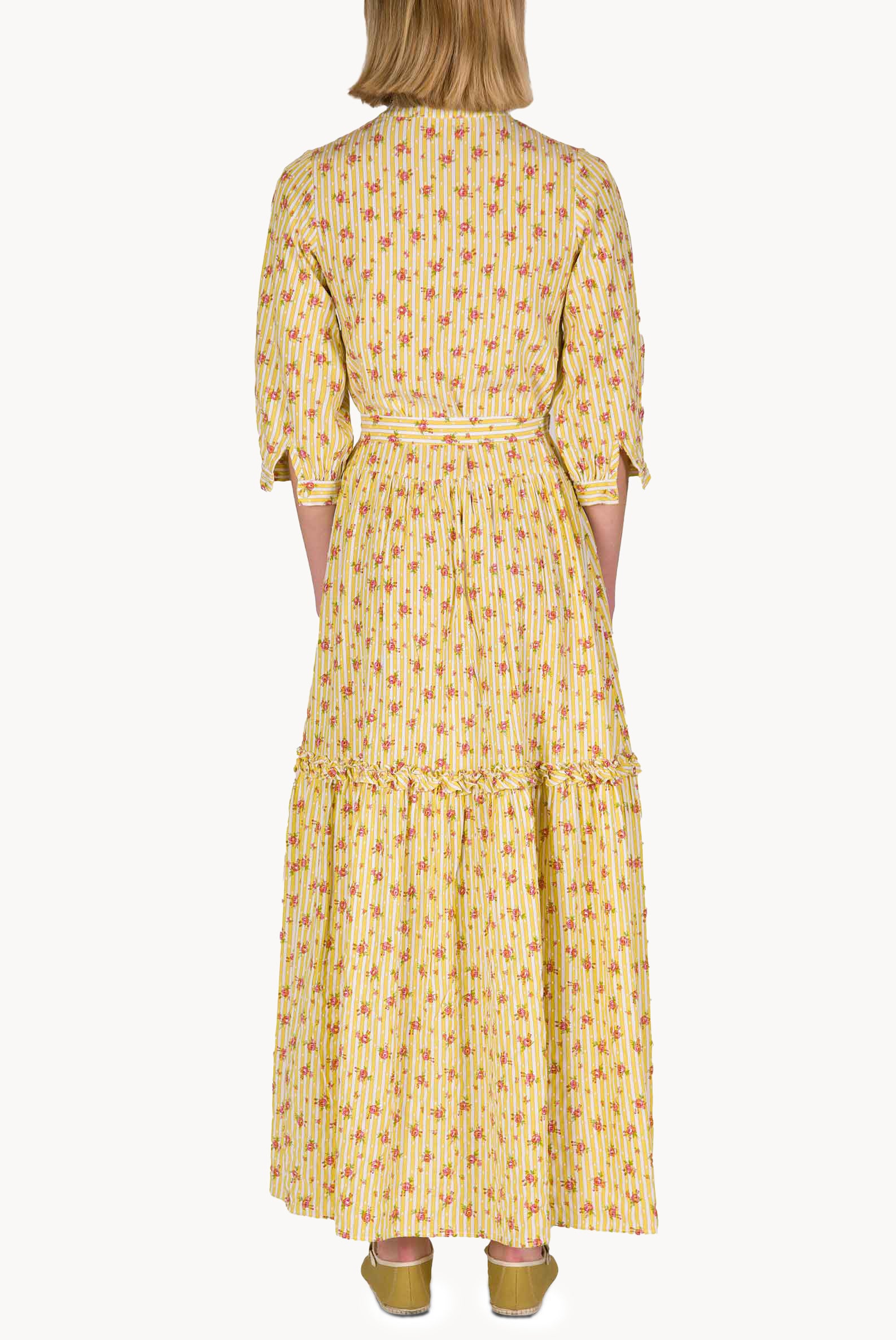 Striped Roses Cotton Dress
