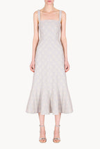 Abito in Jacquard Floreale con Volant