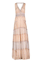 Abito Lungo in Chiffon Arricciato Blooming Mirage