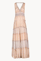 Blooming Mirage Ruched Chiffon Long Dress