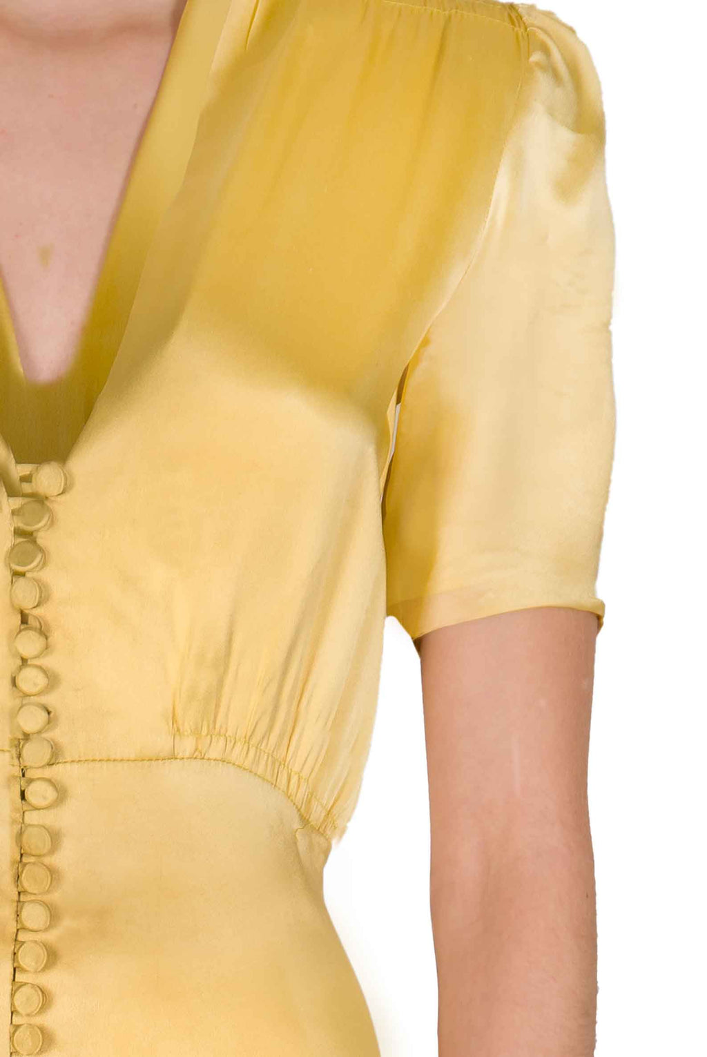 Abito in Seta Bottoncino Giallo