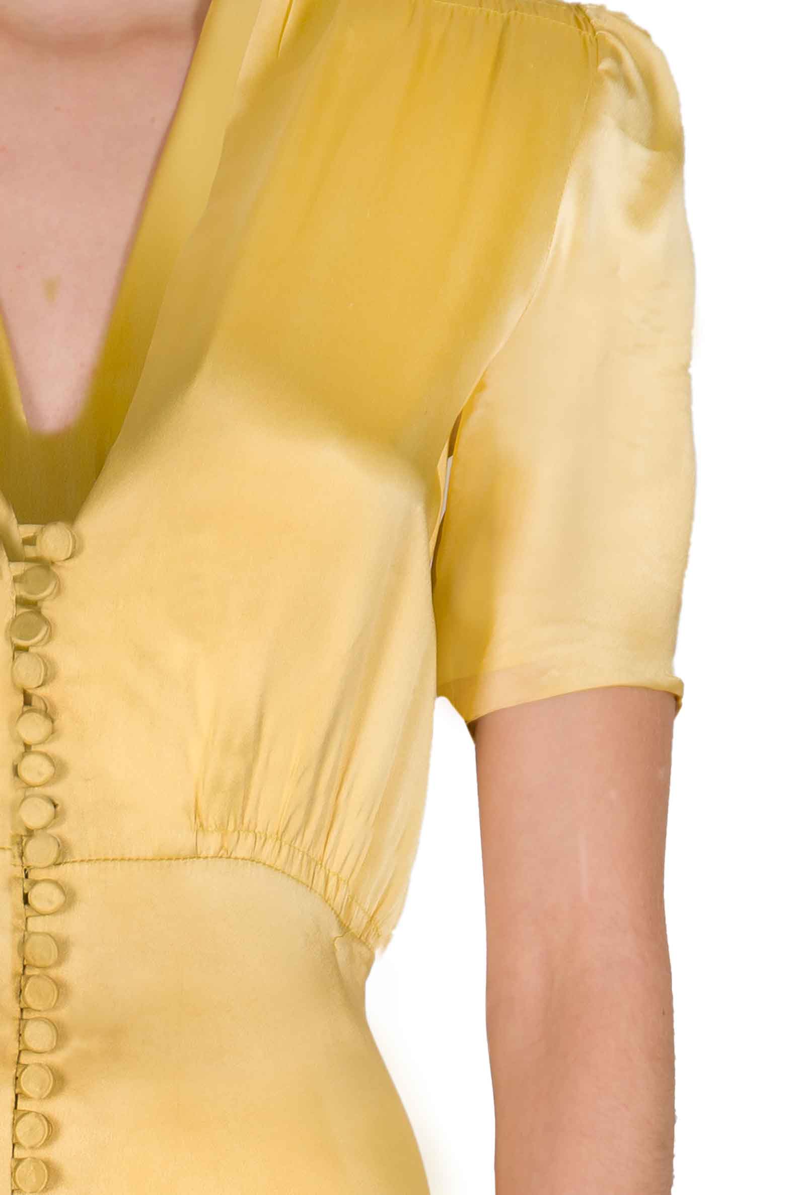 Abito in Seta Bottoncino Giallo