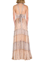 Abito Lungo in Chiffon Arricciato Blooming Mirage