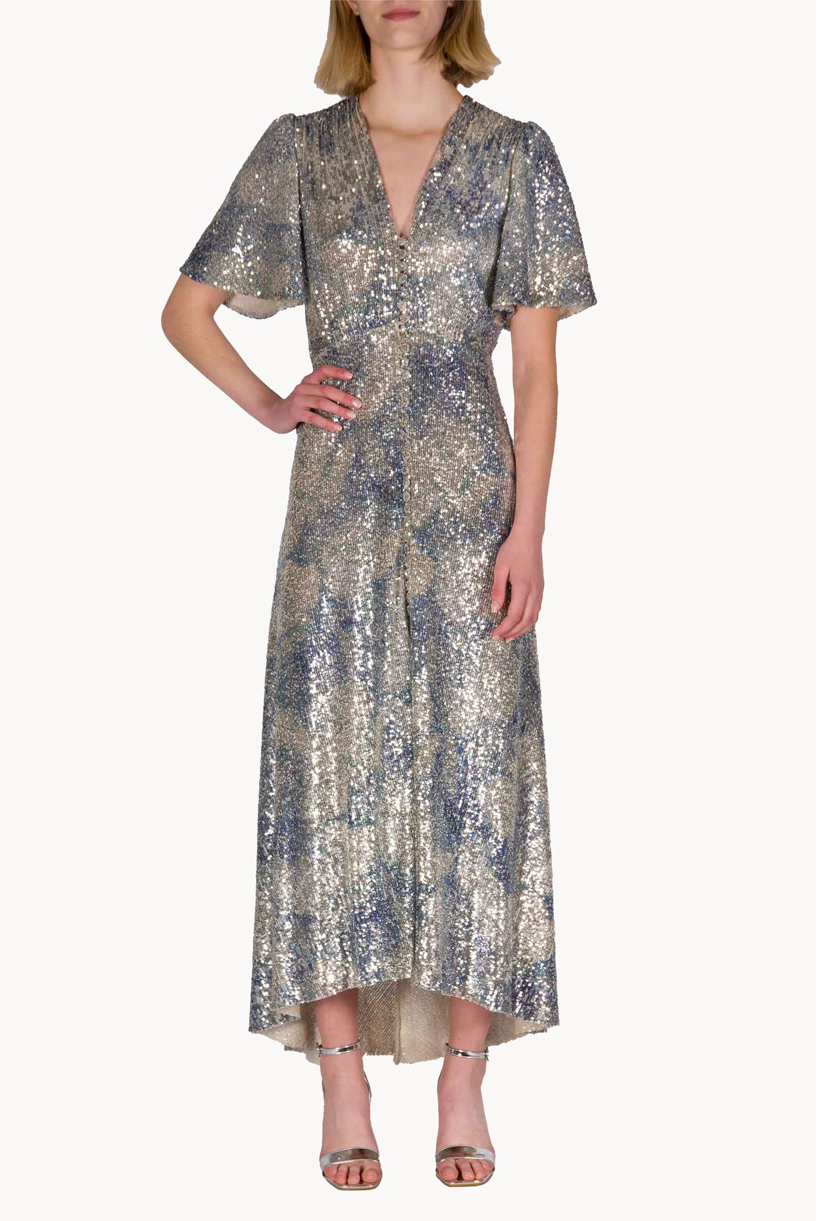 Marble Sequin Bottoncino Dress